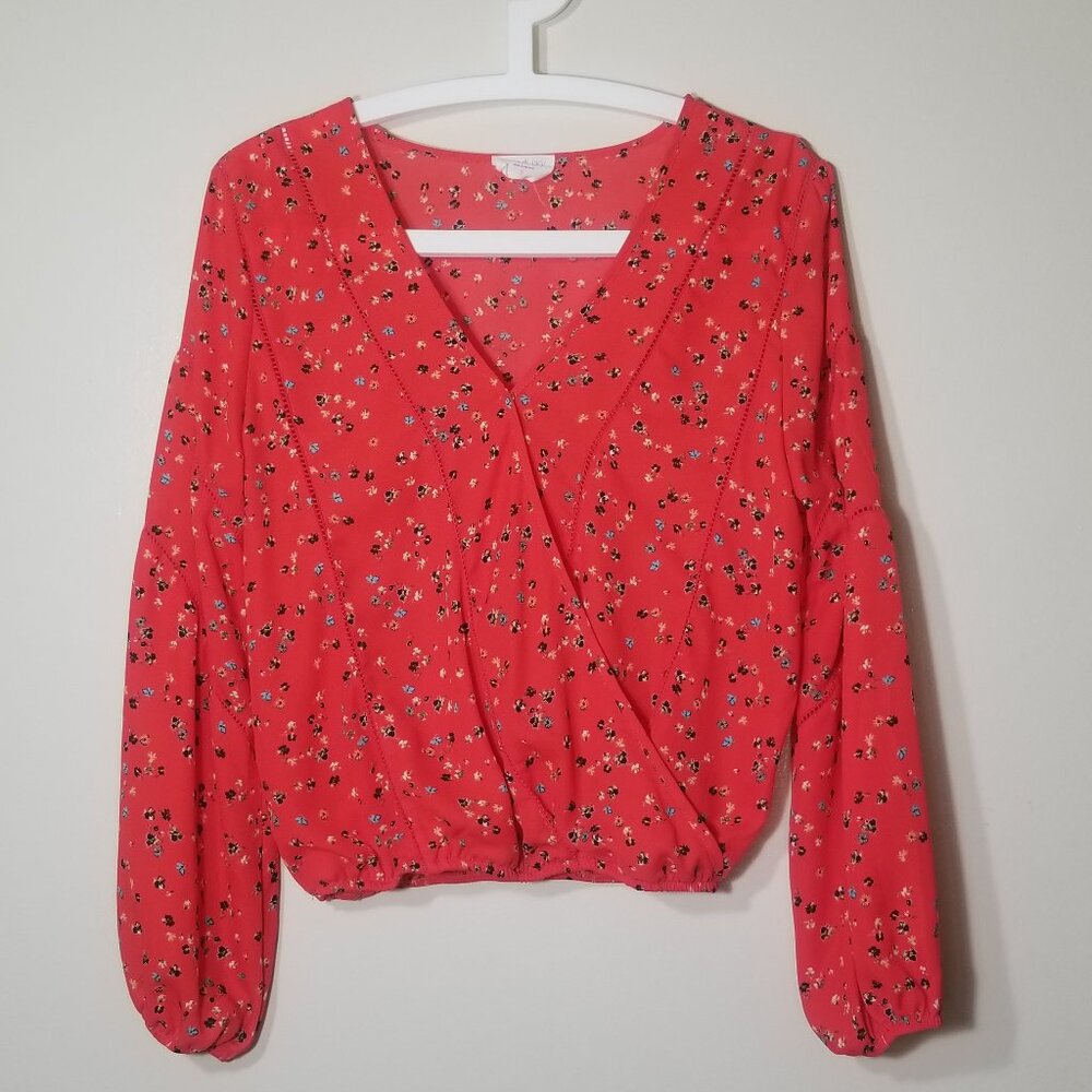 Sienna Sky red floral wrap blouse; Size: S
